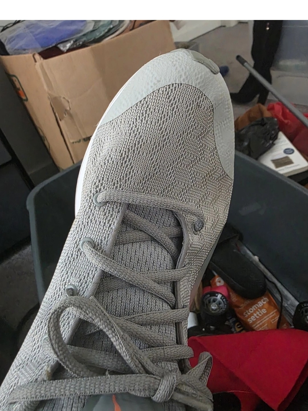 PUMA Ignite Flash evoKNIT Gray & White Athletic Sneakers